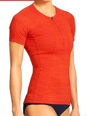 ATHLETA Pacifica UPF Activewear Quarter-Zip Tee Orange Small